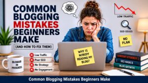 Blogger struggling with blogging mistakes and low website traffic