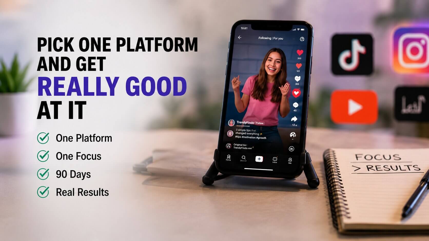 Content creator choosing between YouTube TikTok Instagram and blogging platforms