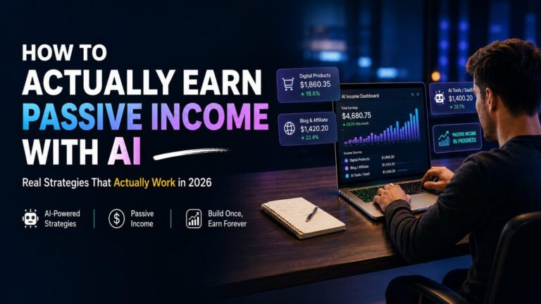 Person building passive income online using AI tools and digital business strategies in 2026